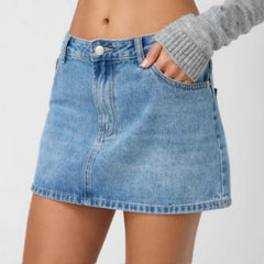 Slim Casual Stretch Washed Denim Skirt Women