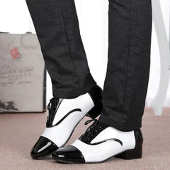 Latin Dance Shoes Men's Leather Black And White International Dancing Shoes