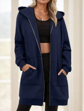 Women's Casual Long Hoodie With Zipper