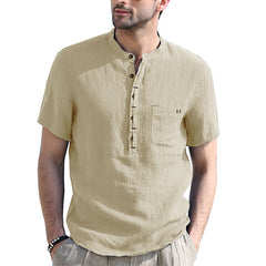 Men's Fashion Casual Solid Color Short-sleeved Shirt