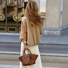 Loose Pleated Sleeveless Vest Waistcoat Top