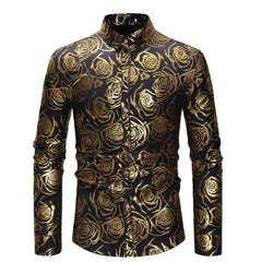 Fashion Fashion Floral Printed Men's Casual Long Sleeve Shirt