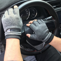Half-finger gloves for men and women without velvet in autumn and winter