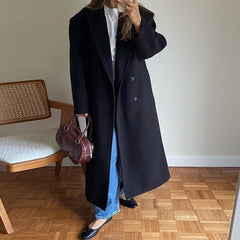 Autumn And Winter Temperament Commute Suit Collar Long Woolen Coat