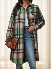 Plaid Print Long Length Jacket