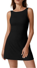 Round Neck Backless Tennis Belt Pocket