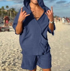 Three-quarter Sleeve Top Elastic Shorts Loose Leisure Suit