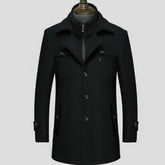 Autumn and winter business casual men's windbreaker men's long section plus cotton thick double collar wool coat coat male