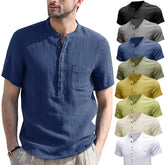 Men's Fashion Casual Solid Color Short-sleeved Shirt