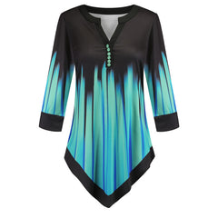 Long Sleeve V-Neck Loose Shirt Women's T-Shirt