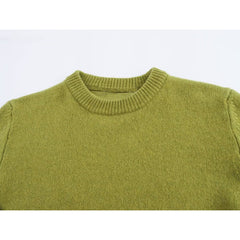 Casual Simple Round Neck Pullover Long Sleeve Sweater
