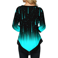 Long Sleeve V-Neck Loose Shirt Women's T-Shirt