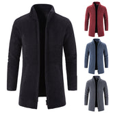 Men's Fleece Lined Padded Warm Keeping Stand Collar Woolen Overcoat