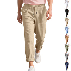 American Linen Men's Casual Pants Summer Loose Straight