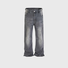 Washed Vintage Washed Trousers Straight Neutral Jeans