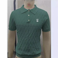 Textured Stitching POLO Short Sleeved Knitted Shirt Top