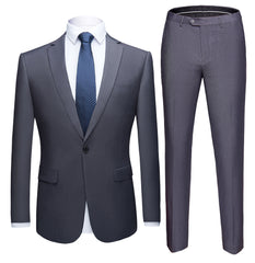 Solid Color Two-piece Plus Size Men's Suit