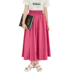 Skirt Pure Cotton Flared Pleated Swing