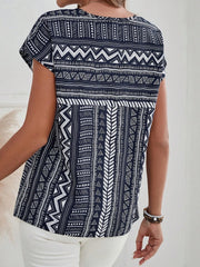 Women's Casual Geometric Print Batwing Sleeve Blouse
