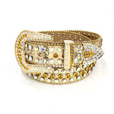 Dark Rhinestone Inlaid Sequins Punk Hip Hop Decorative Rivets Wide Belt