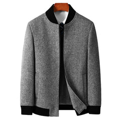 Business Casual Cotton And Thickening Stand Collar Zipper Woolen Jacket