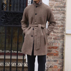 Mid-length Vintage Wool Coat With Shoulder Insert