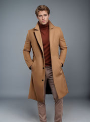 Woolen Men's Mid-length Trench Coat