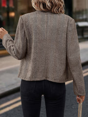 Spring And Autumn Leisure, Commuting Outfit, Herringbone Coat, Round Neck Long Sleeve Fitted Jacket, Double-breasted Metal Buttons.