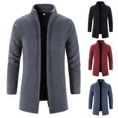 Men's Fleece Lined Padded Warm Keeping Stand Collar Woolen Overcoat