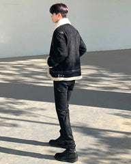 Men's Fashion Casual Zipper Lamb Wool Jacket