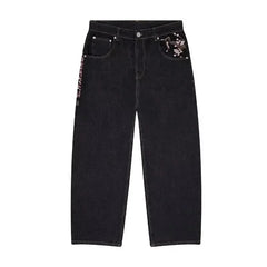 Women's Fashion Embroidery Pattern High Waist Jeans