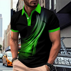 Men's Printed Color Short-sleeved Lapel Shirt