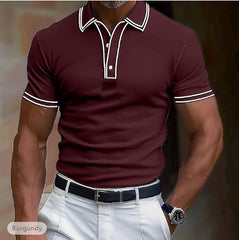 Men's Casual Polo Shirt Lapel Placket Strip T-shirt