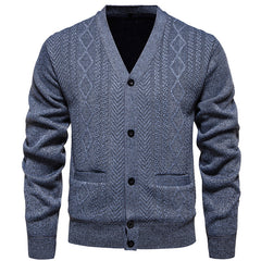 Cardigan Men's Long-sleeved Striped Sweater Fall Winter Coat Versatile Top