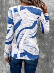 European And American Printed Round Neck Slim Bottoming Shirt