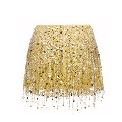 Tassel Sequins Crystal Beads Short Skirt Overall Dress Set