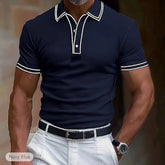 Men's Casual Polo Shirt Lapel Placket Strip T-shirt