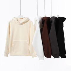 Retro Heavy 480g Polar Fleece Hooded Pullover Men's Solid Color Simple Loose Fashion Brand Couple Sweater