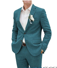 Men's Suit Casual Men's Linen Business Banquet Two-piece Suit