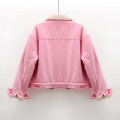 Lamb Wool Fleece-lined Thickening Denim Jacket