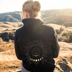 Women's Colorful Letters 3D Printed Casual Long Sleeve Loose Hooded Sweater