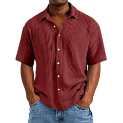 Spring And Summer Men's Short-sleeve Lapel Shirt Double Layer Champray