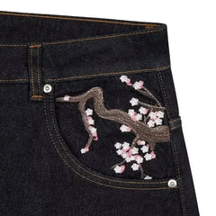 Women's Fashion Embroidery Pattern High Waist Jeans