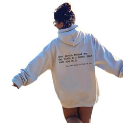 Women's Colorful Letters 3D Printed Casual Long Sleeve Loose Hooded Sweater