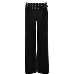 Slim-fitting Patchwork High Waist Straight Pants