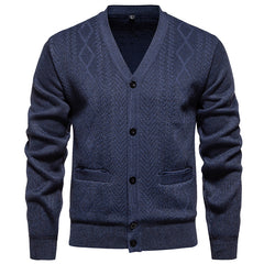 Cardigan Men's Long-sleeved Striped Sweater Fall Winter Coat Versatile Top