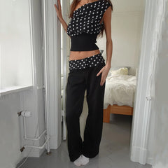 Slim-fitting Patchwork High Waist Straight Pants