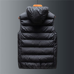 Men's Down Cotton Loose Waistcoat Hooded Stand Collar Short Vest