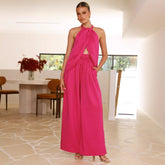 Women's Round Neck Wide Leg Pants Suit