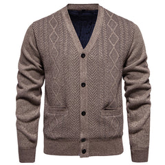 Cardigan Men's Long-sleeved Striped Sweater Fall Winter Coat Versatile Top